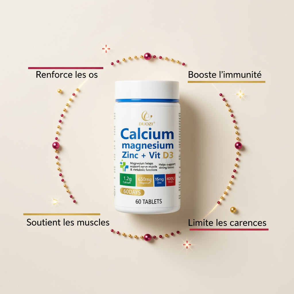 Calcium Magnésium Zinc + Vitamine D3 — 60 comprimé à avaler