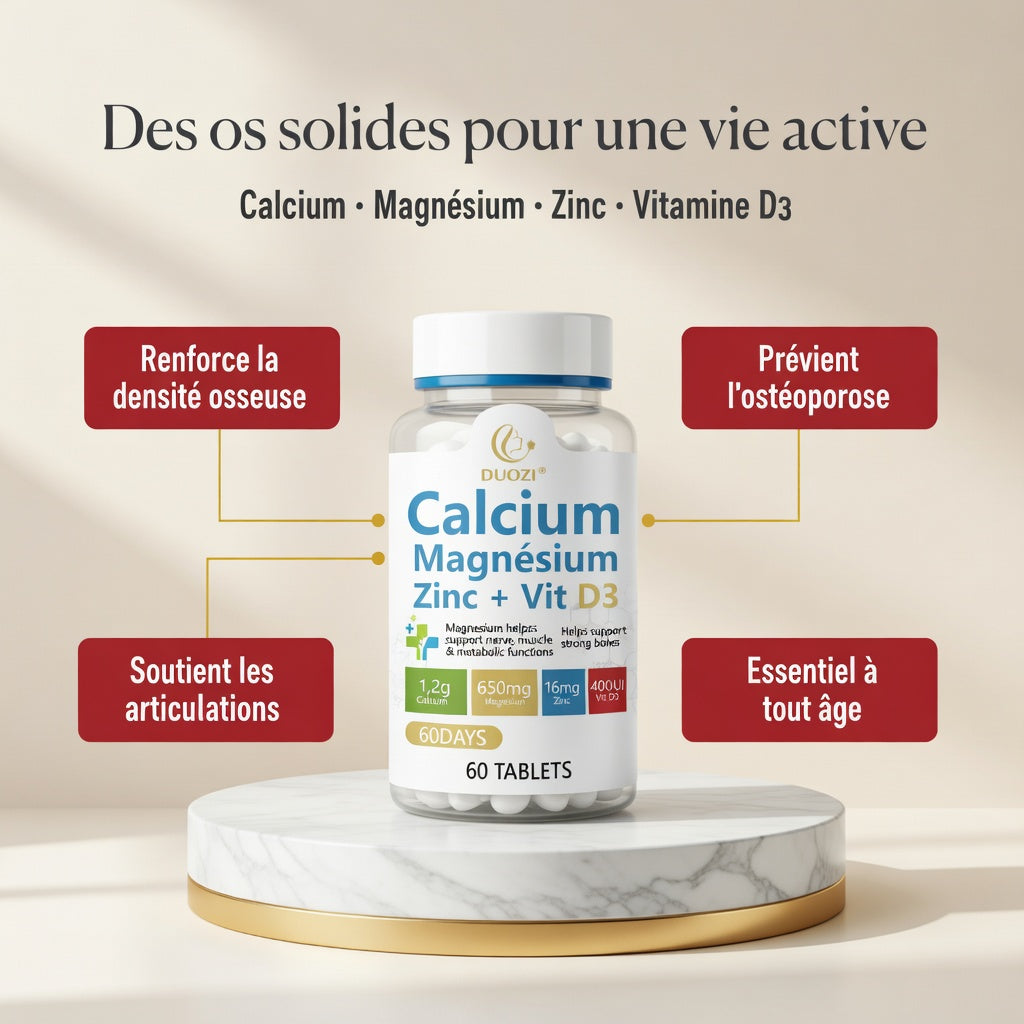 Calcium Magnésium Zinc + Vitamine D3 — 60 comprimé à avaler